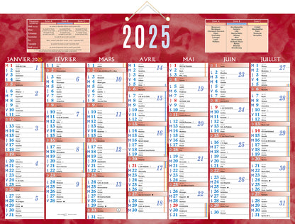 Calendrier 2x7m 38.5x54 rouge