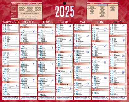 Calendrier mural 21x26.5cm rouge
