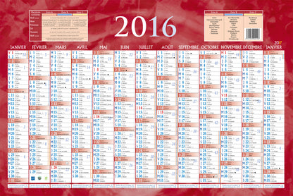 CALENDRIER BANQ 13M RECTO ROUG43X65