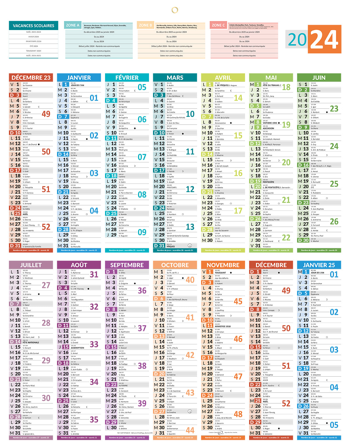 Calendrier 14m 55x43 carte france