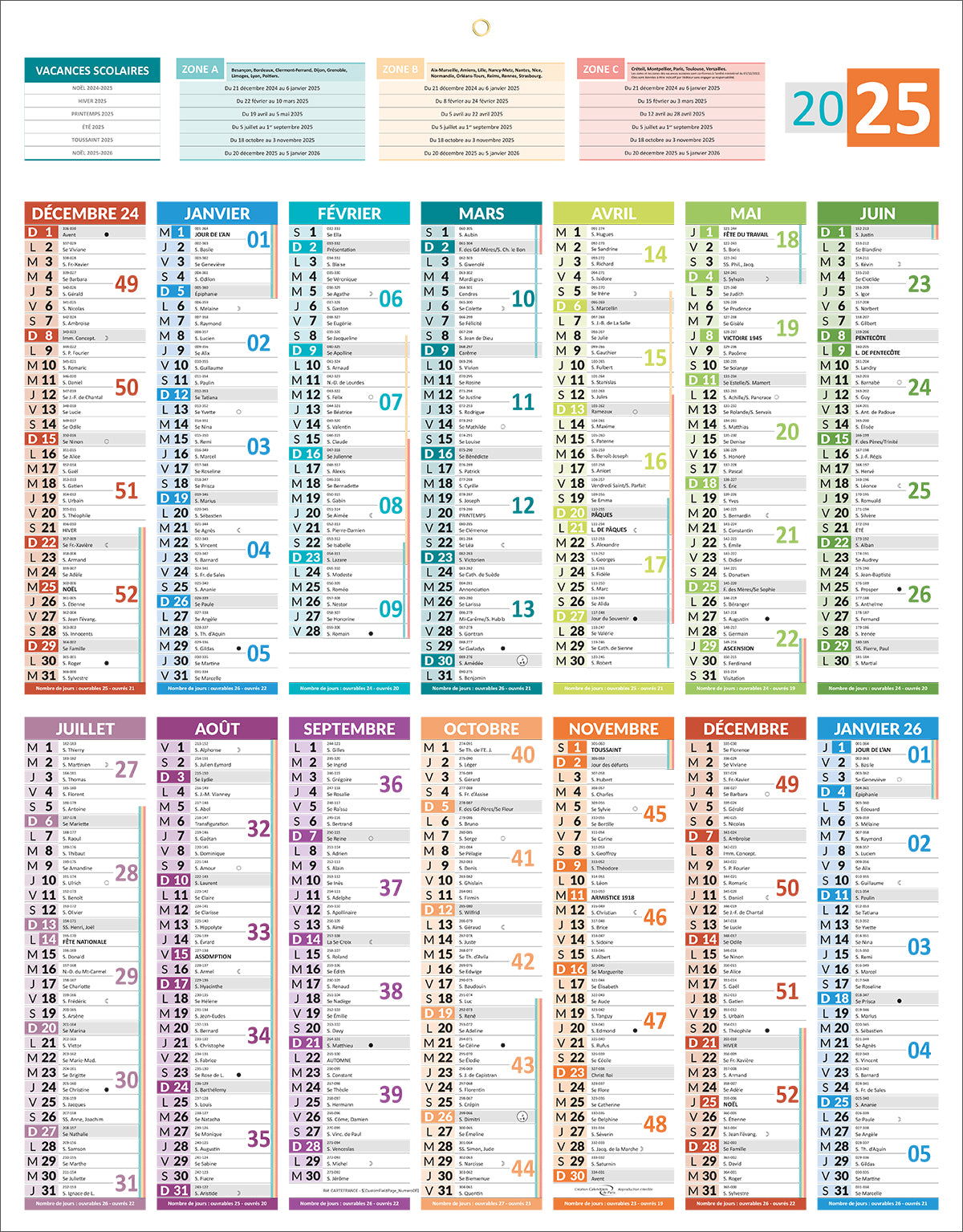 Calendrier 14m 55x43 carte france