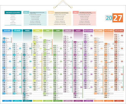 Calendrier mural 12 mois Bouchut Uni Compact 55x43cm