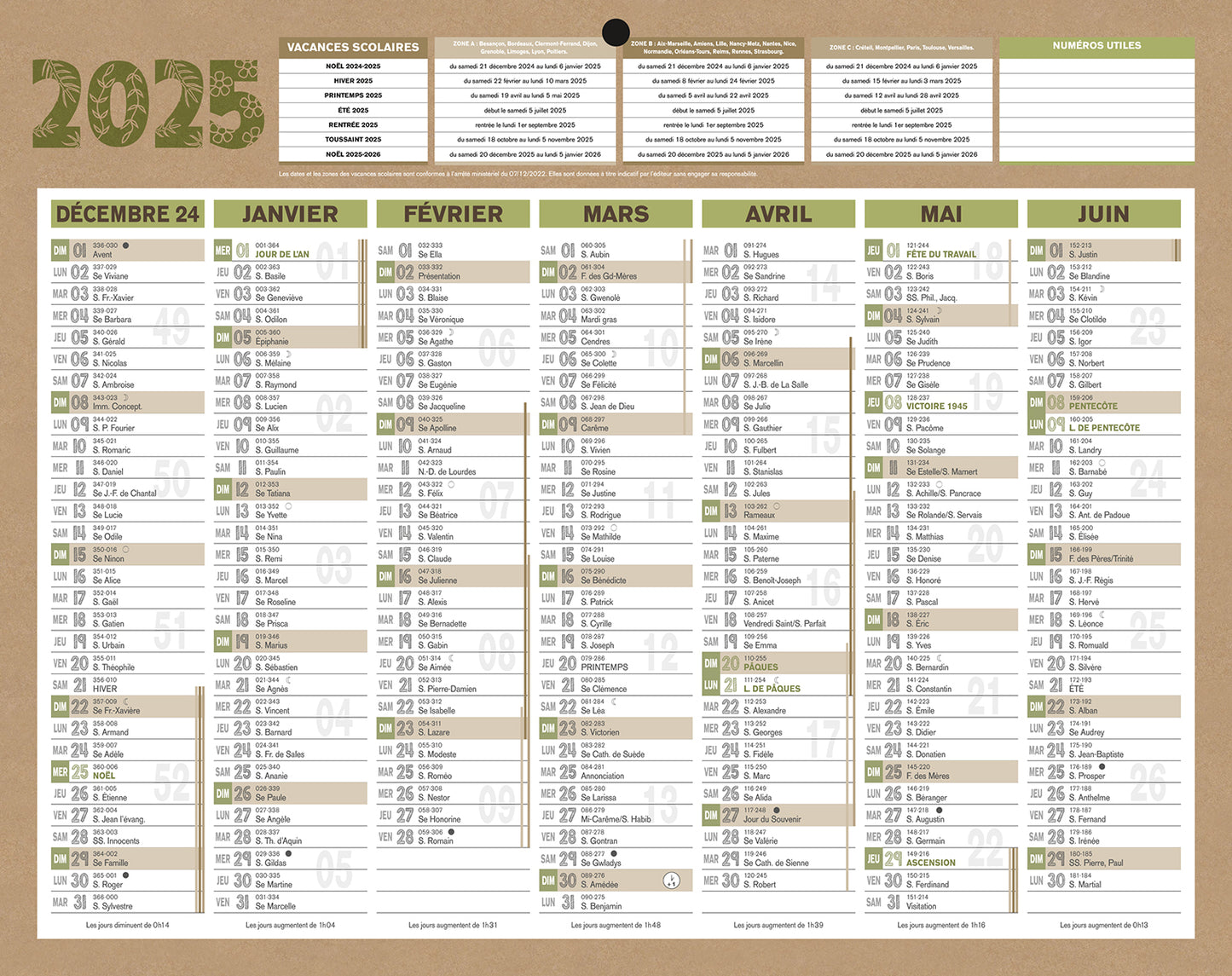 Calendrier 2x7m 21x26.5 naturamini