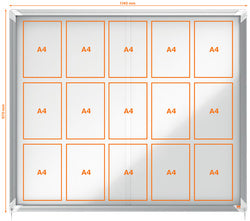 Vitrine d'affichage , porte coulissante, fond en métal, 15 feuilles A4,pour l'interieur