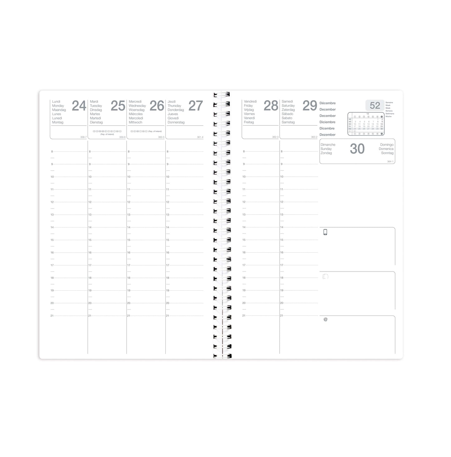 Agenda Semainier 16x24 cm Spirale -gamme éco