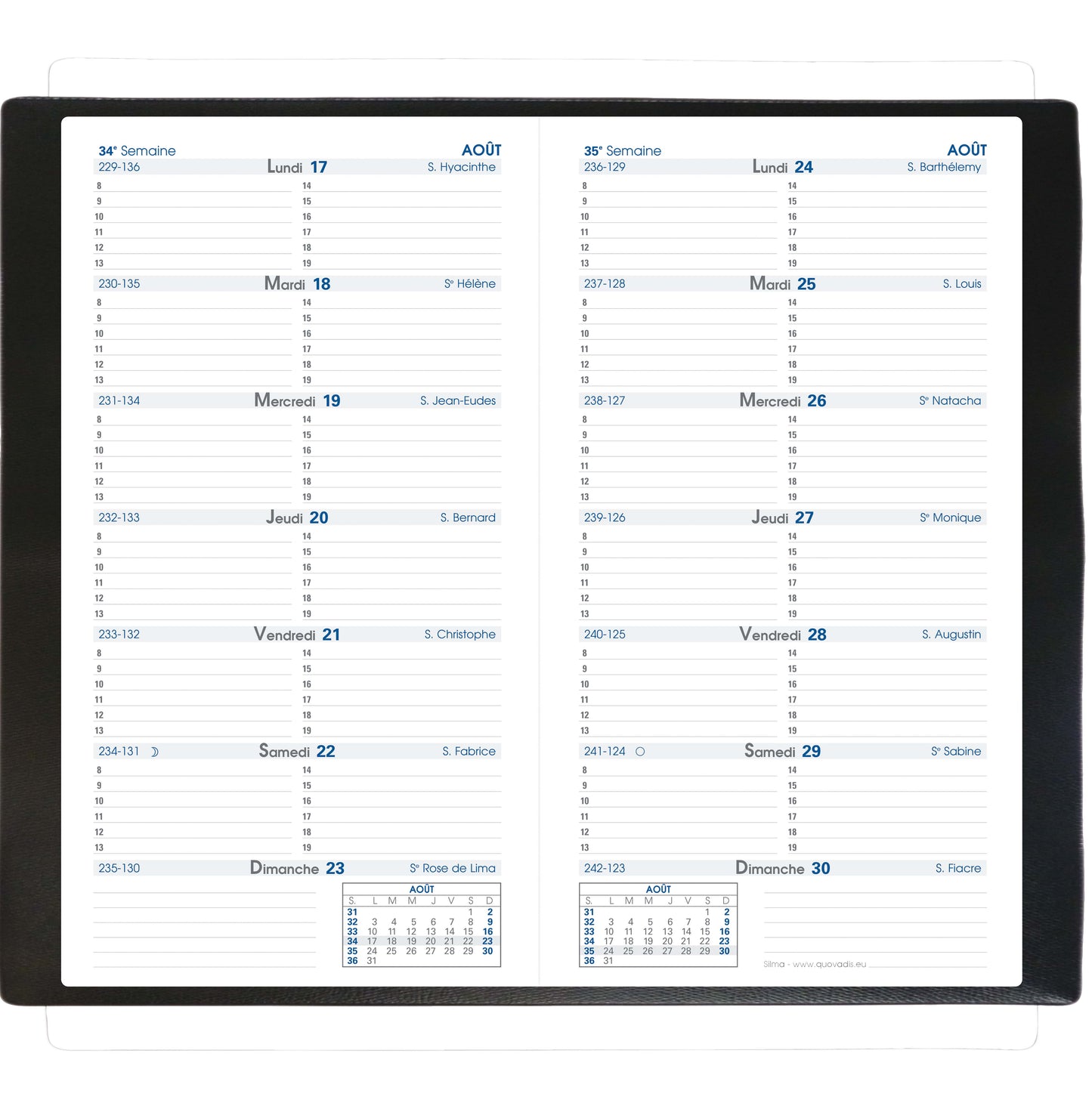 Agenda ultra-plat noir 8,8x17 cm 2027