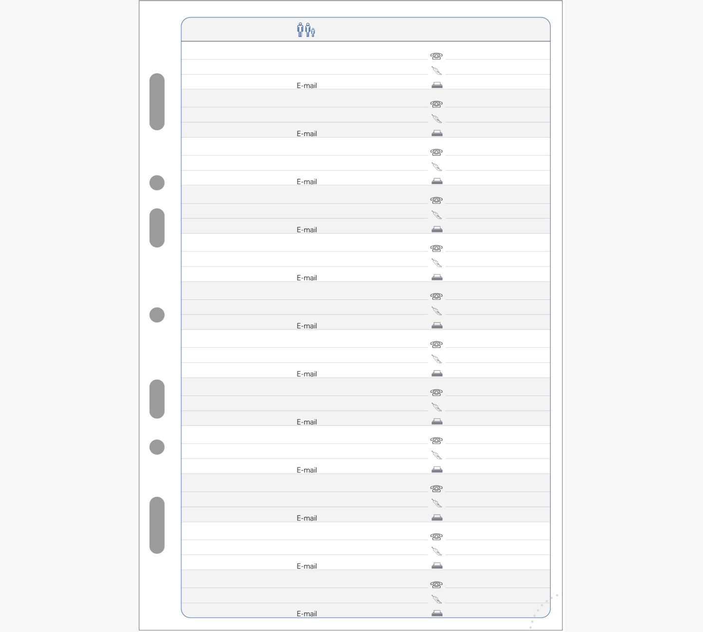 Recharge papier Exacompta Exatime 21 Adresses 14,2x21cm