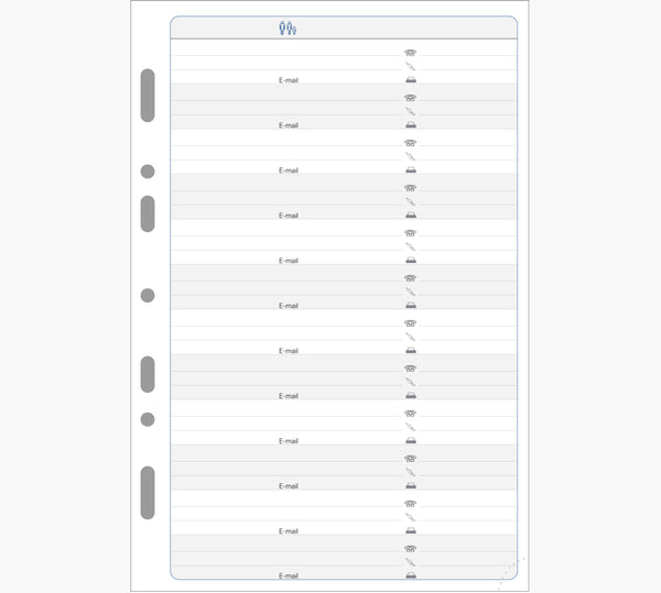 Recharge papier Exacompta Exatime 21 Adresses 14,2x21cm