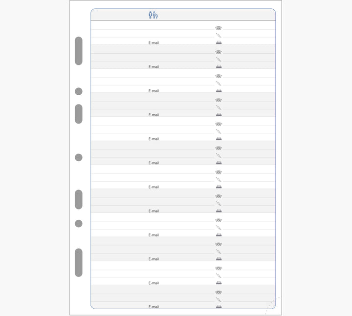 Recharge papier Exacompta Exatime 21 Adresses 14,2x21cm