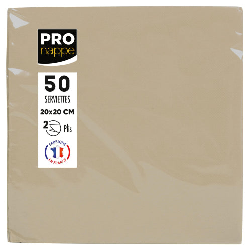 Serviette 2p 20x20 p/50 ficelle