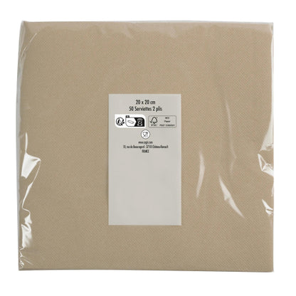 Serviette 2p 20x20 p/50 ficelle
