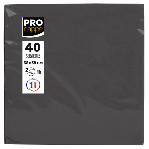 Serviette 2p 38x38 p/40 noir