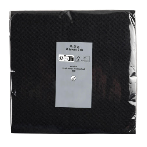 Serviette 2p 38x38 p/40 noir