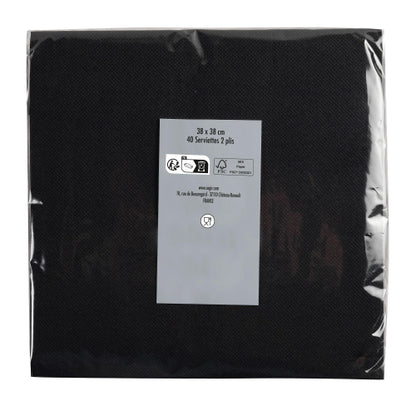 Serviette 2p 38x38 p/40 noir