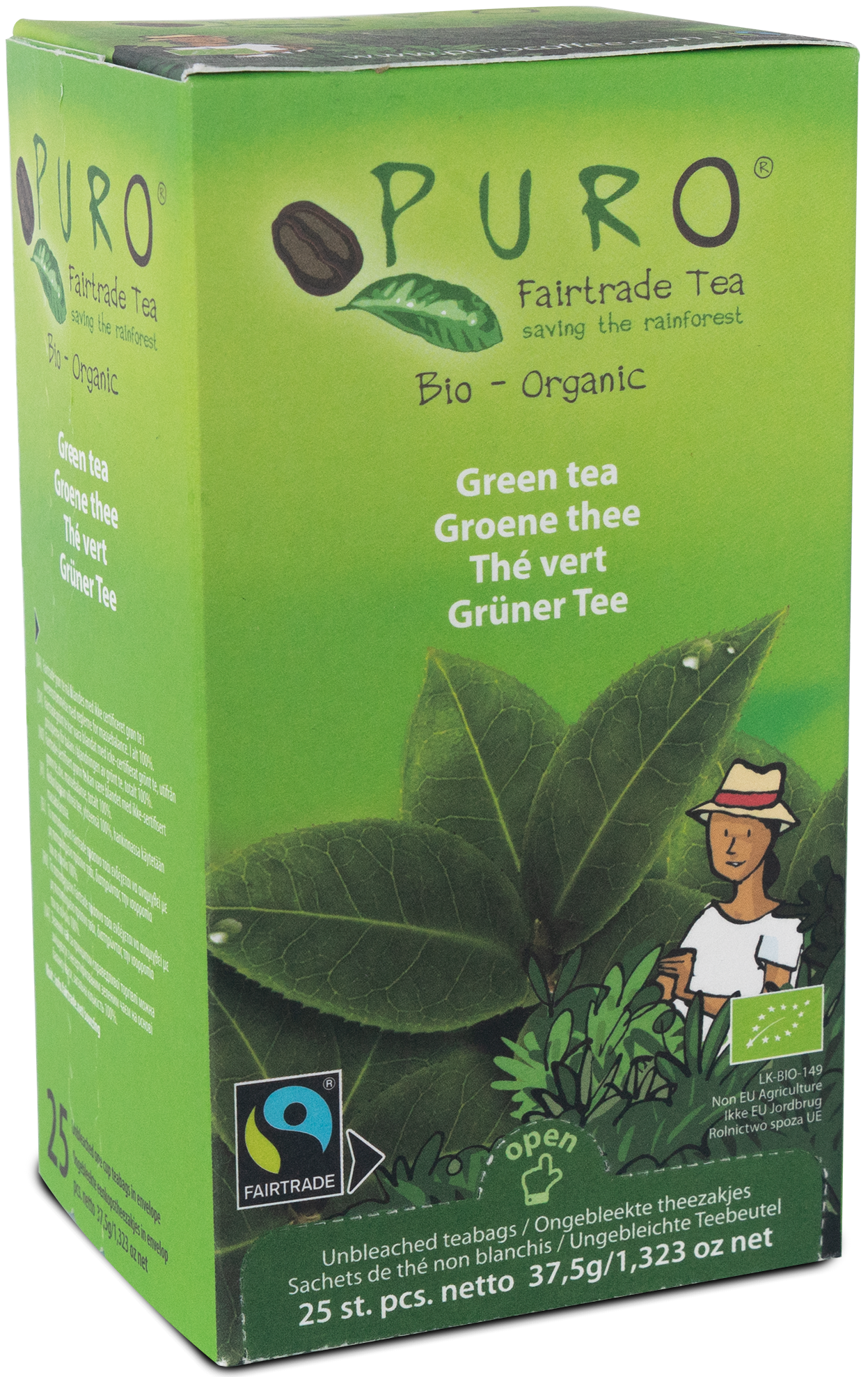 Thé Vert Bio en Sachets - Certifié Fairtrade-boite de 25 sachets
