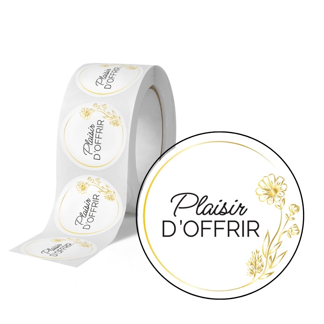 Étiquettes rondes 35mm - Motif fleur, 500 unités