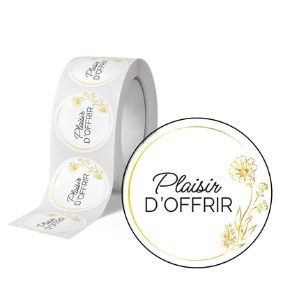Étiquettes rondes 35mm - Motif fleur, 500 unités