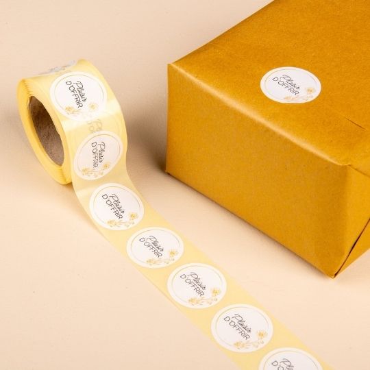 Étiquettes rondes 35mm - Motif fleur, 500 unités