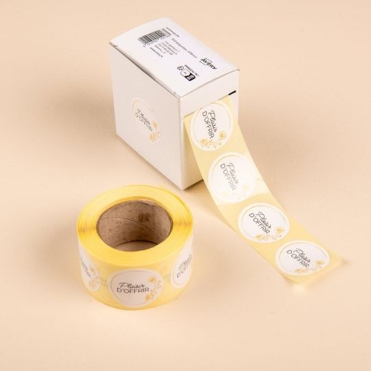 Étiquettes rondes 35mm - Motif fleur, 500 unités