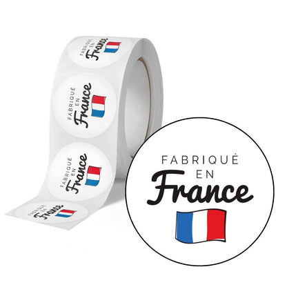 Etiquette adhésive 35mm logo"fabriqué en France - rouleau de 500