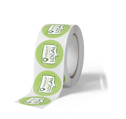 Étiquettes adhésives avec logo "produit local" 35mm - Rouleau de 500