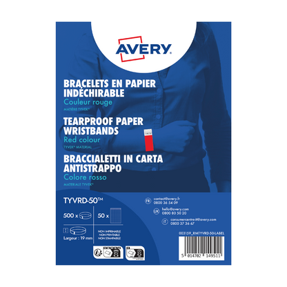 Bracelets d'identification Tyvek 256x19mm - Lot de 500