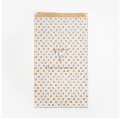 Pochette kraft 21x37x7 pois fd blcp/50