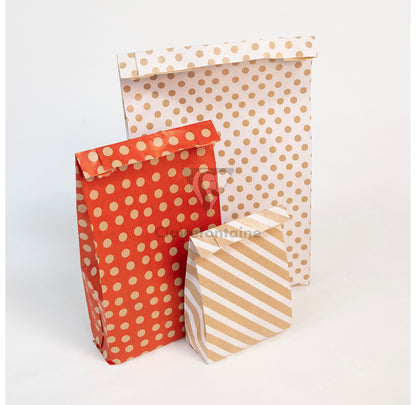 Pochette kraft 21x37x7 pois fd blcp/50