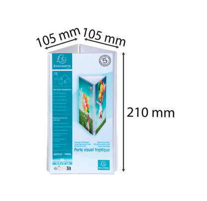 Porte-visuel tryptique 3 faces pour 95x95x212 mm- cristal