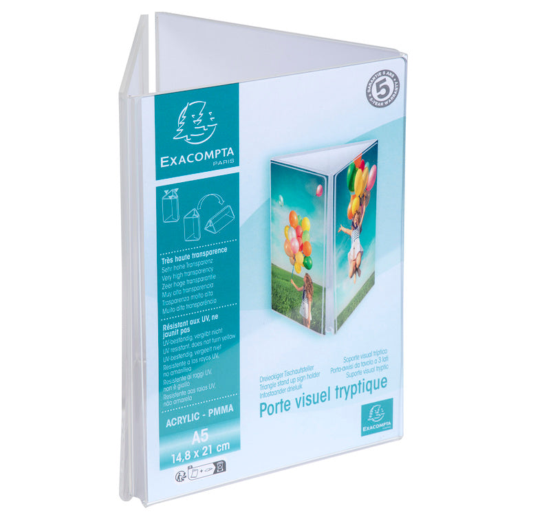 Porte-visuel tryptique a5 cristal