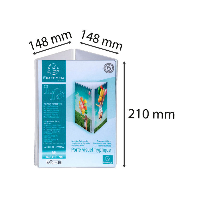 Porte-visuel tryptique a5 cristal