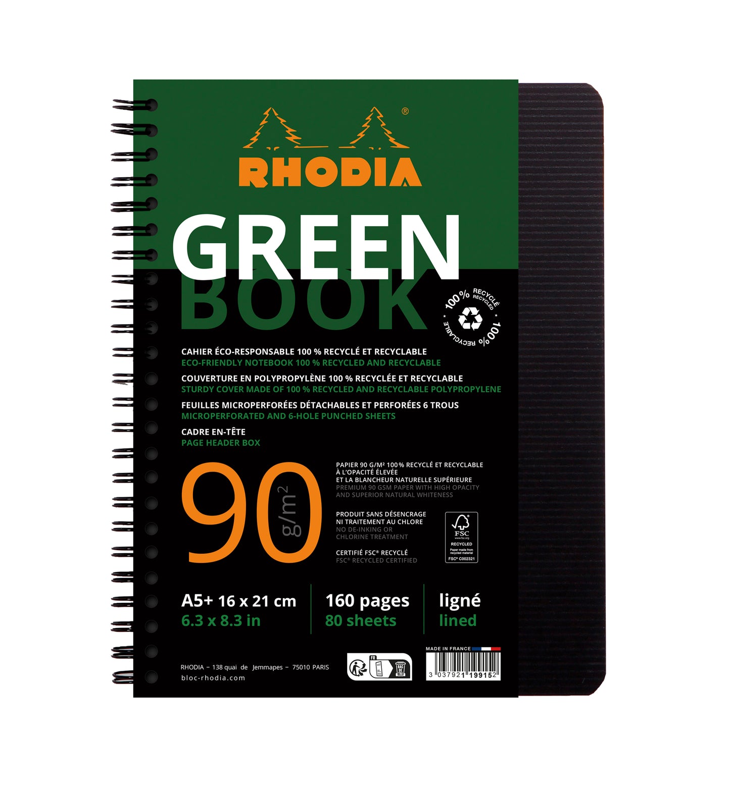 Cahier greenbook ri a5 160p 90g l