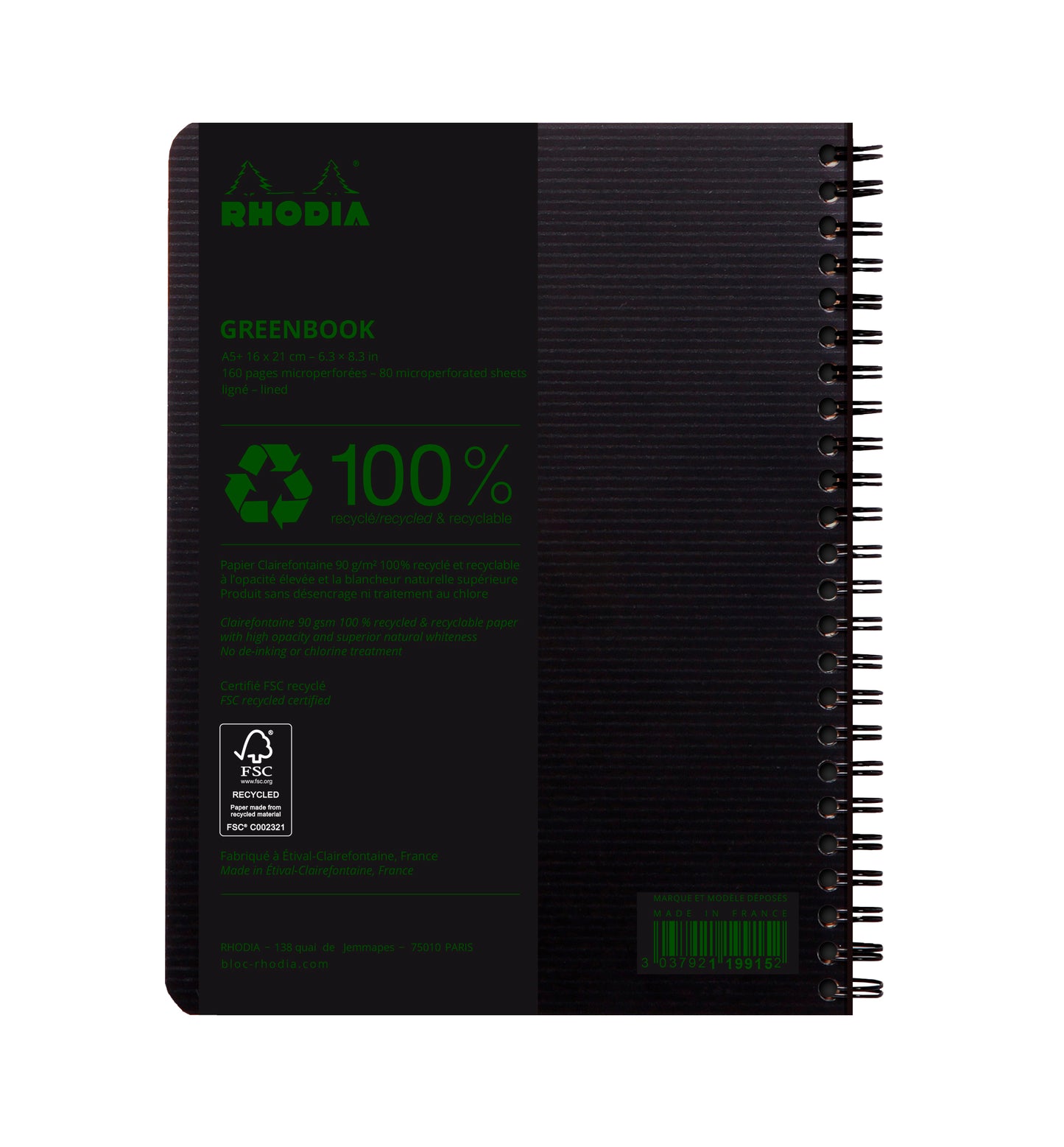 Cahier greenbook ri a5 160p 90g l