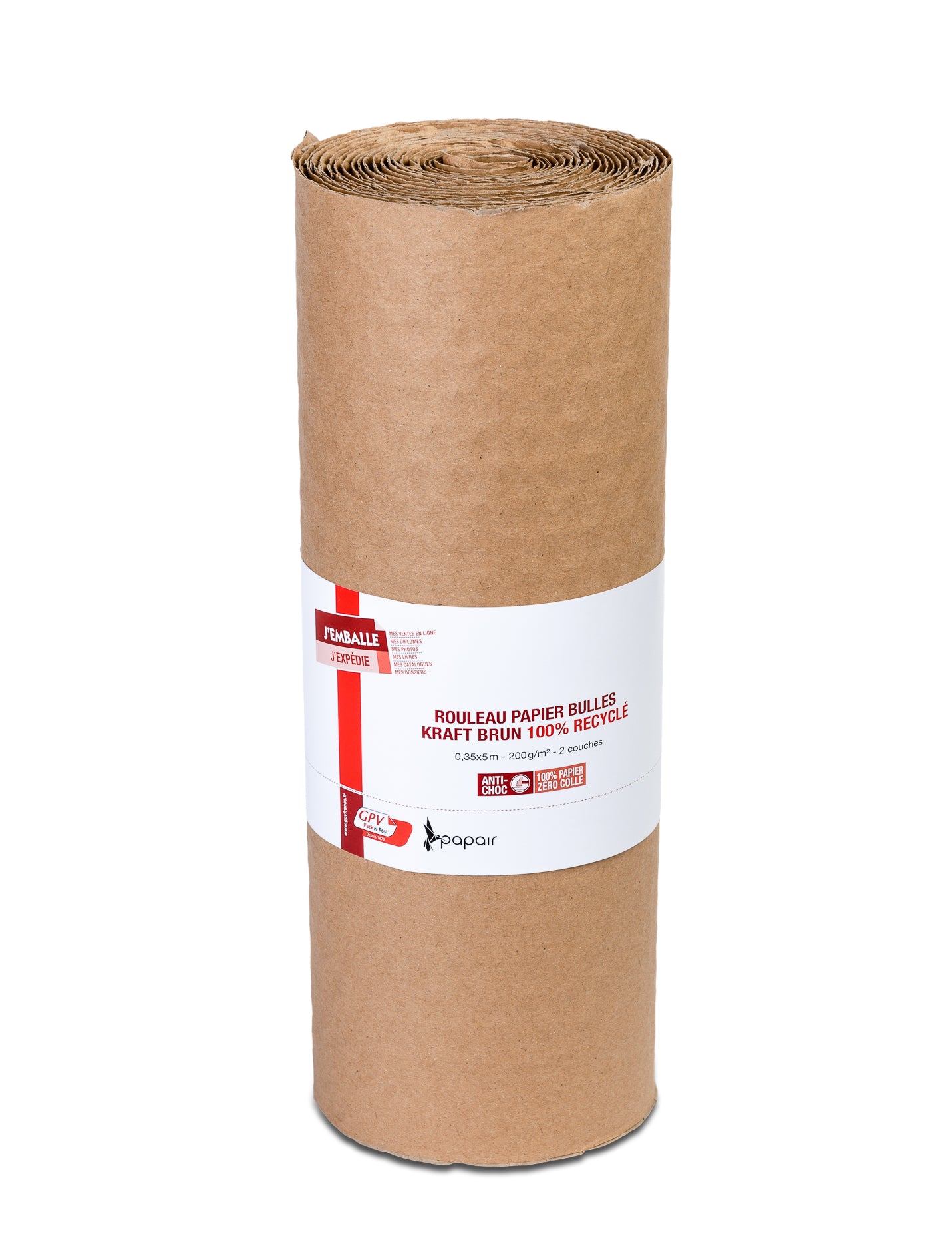 Rouleau bulle papier recyclé 2 couches 0.35x5m