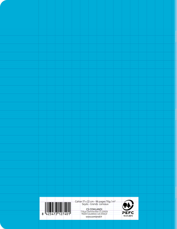 Cahier 17x22 96 Pages - Couverture Indéchirable