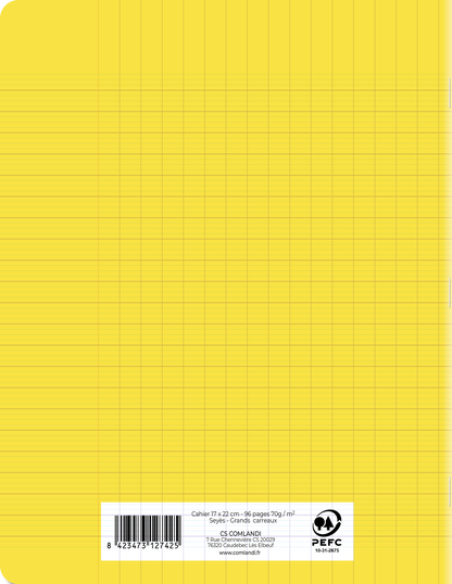 Cahier 17x22 cm 96 pages Séyès Polypropylène Jaune