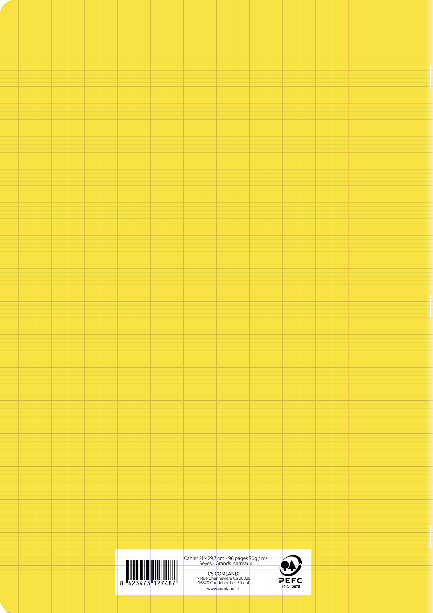 Cahier Polypropylène 21x29,7 cm 96 page Seyès Jaune
