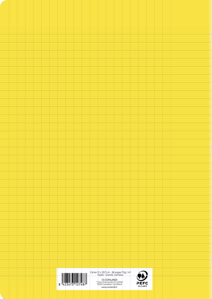 Cahier Polypropylène 21x29,7 cm 96 page Seyès Jaune
