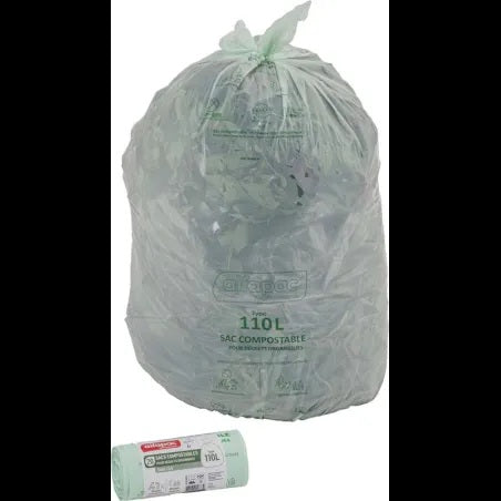 Sacs poubelles compostables 110L - Résistants et recyclables