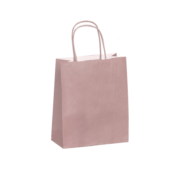 Sac cadeau kraft rose poudré - Poignées torsadées-lot de 50