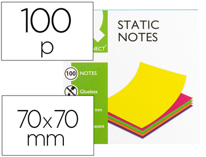 Bloc Note repositionnable  70x70 magnétique sans colle  neon - 100feuilles