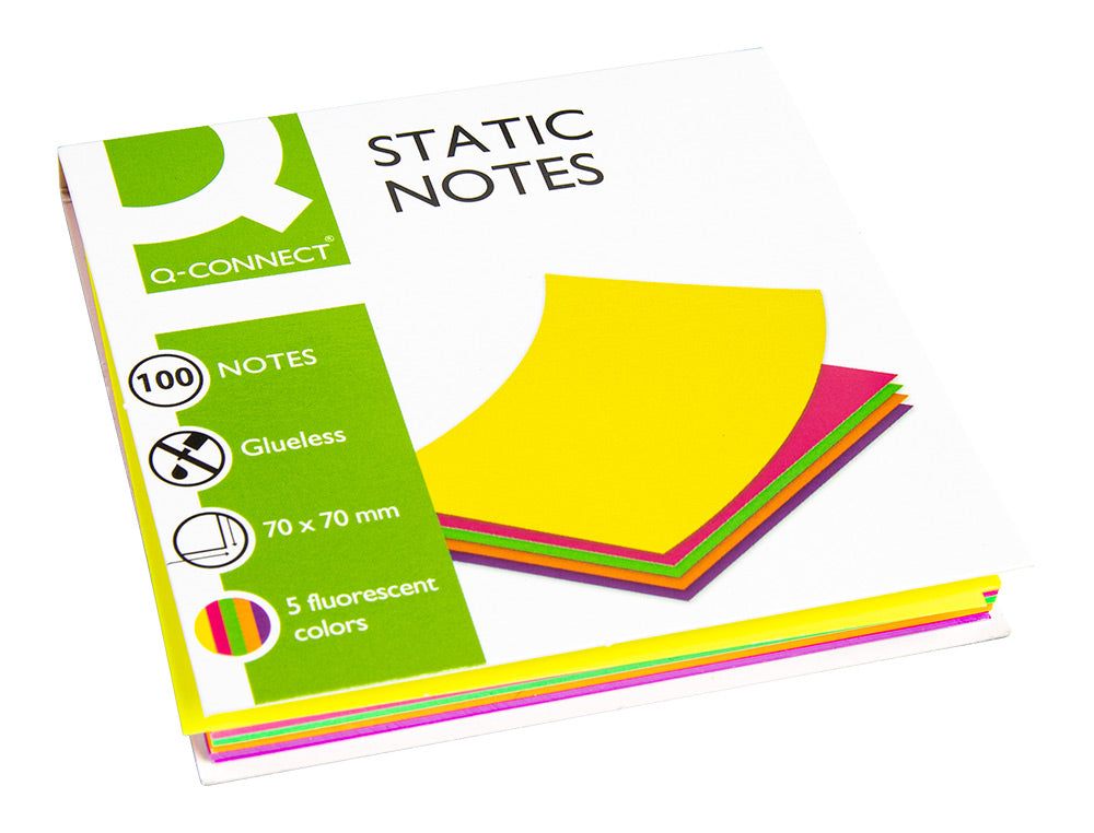 Bloc Note repositionnable  70x70 magnétique sans colle  neon - 100feuilles
