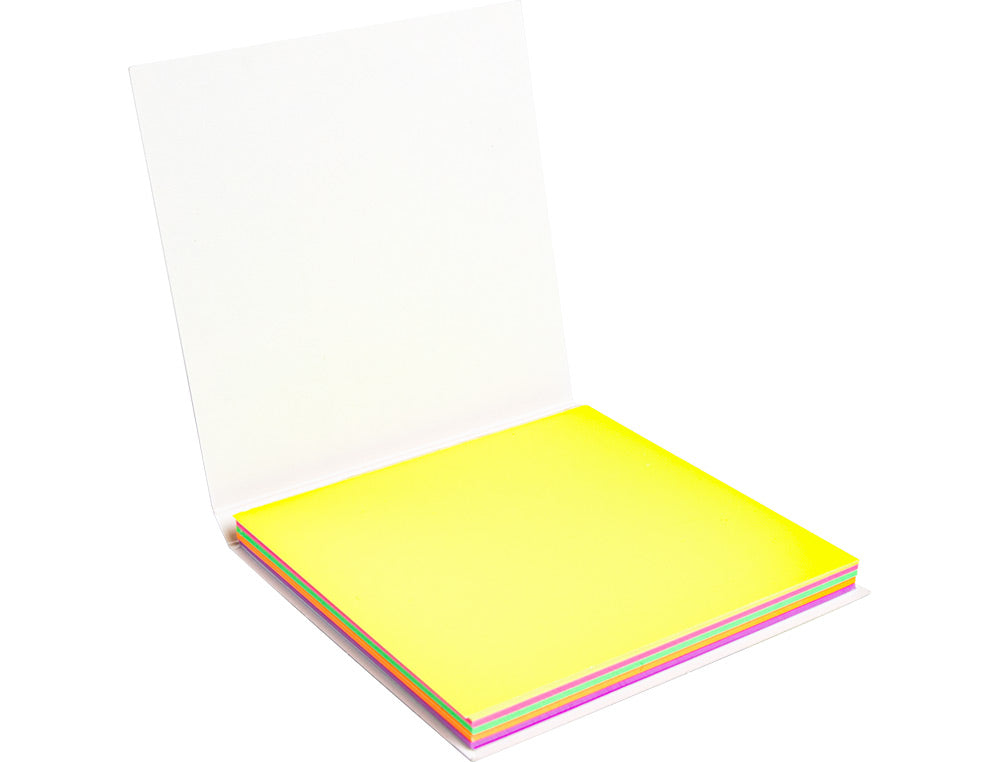 Bloc Note repositionnable  70x70 magnétique sans colle  neon - 100feuilles