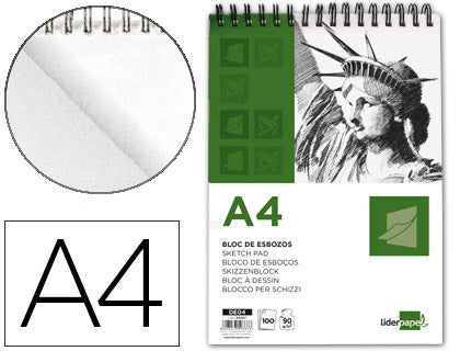 Bloc de dessin spirale A4 90g/m² 100 feuilles