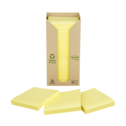 Bloc Post-it® recyclé jaune  76x76mm-tour de 16 blocs