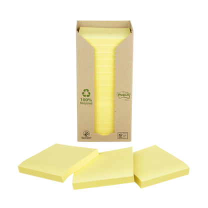 Bloc Post-it® recyclé jaune  76x76mm-tour de 16 blocs