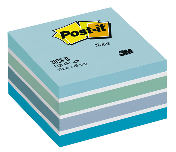 bloc cube  Post-it® aquarelle bleu