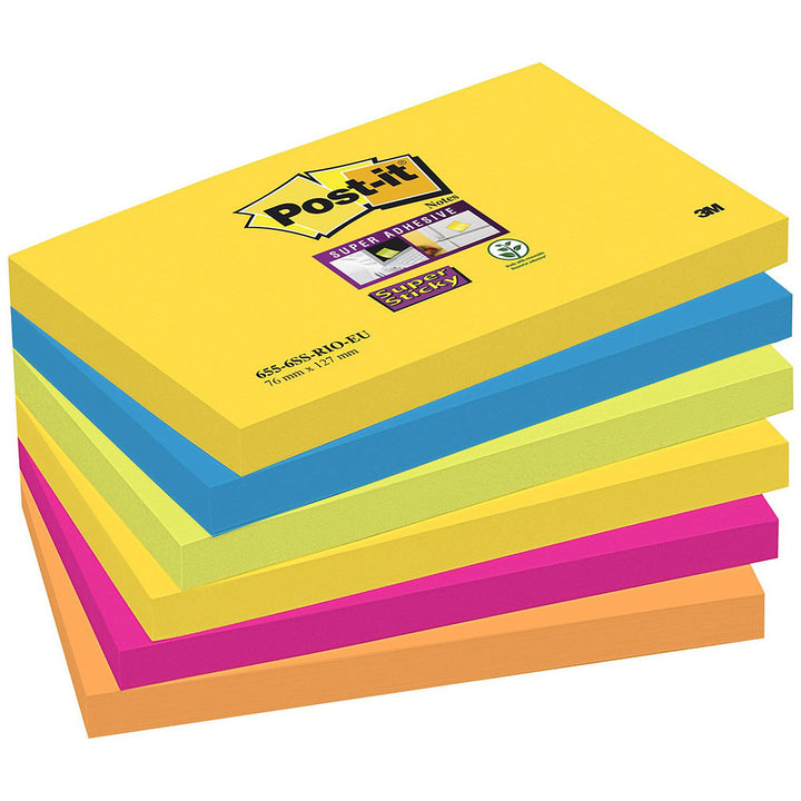 Bloc Post-it® sticky 76x127 carnival couleurs assorties