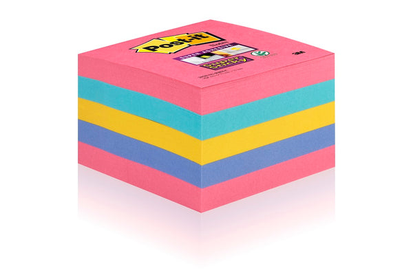 Bloc cube post it super sticky 76x76-440f assorties