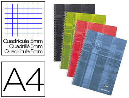 Cahier spirale A4 180 pages quadrillé 5x5 - - clairefontaine